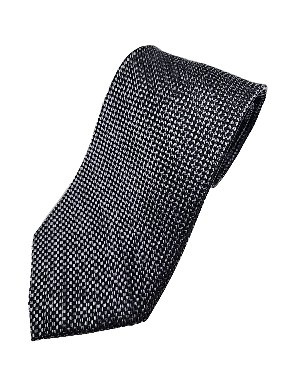 Nicole Miller Silver & Black Geometric Silk Necktie - Like New